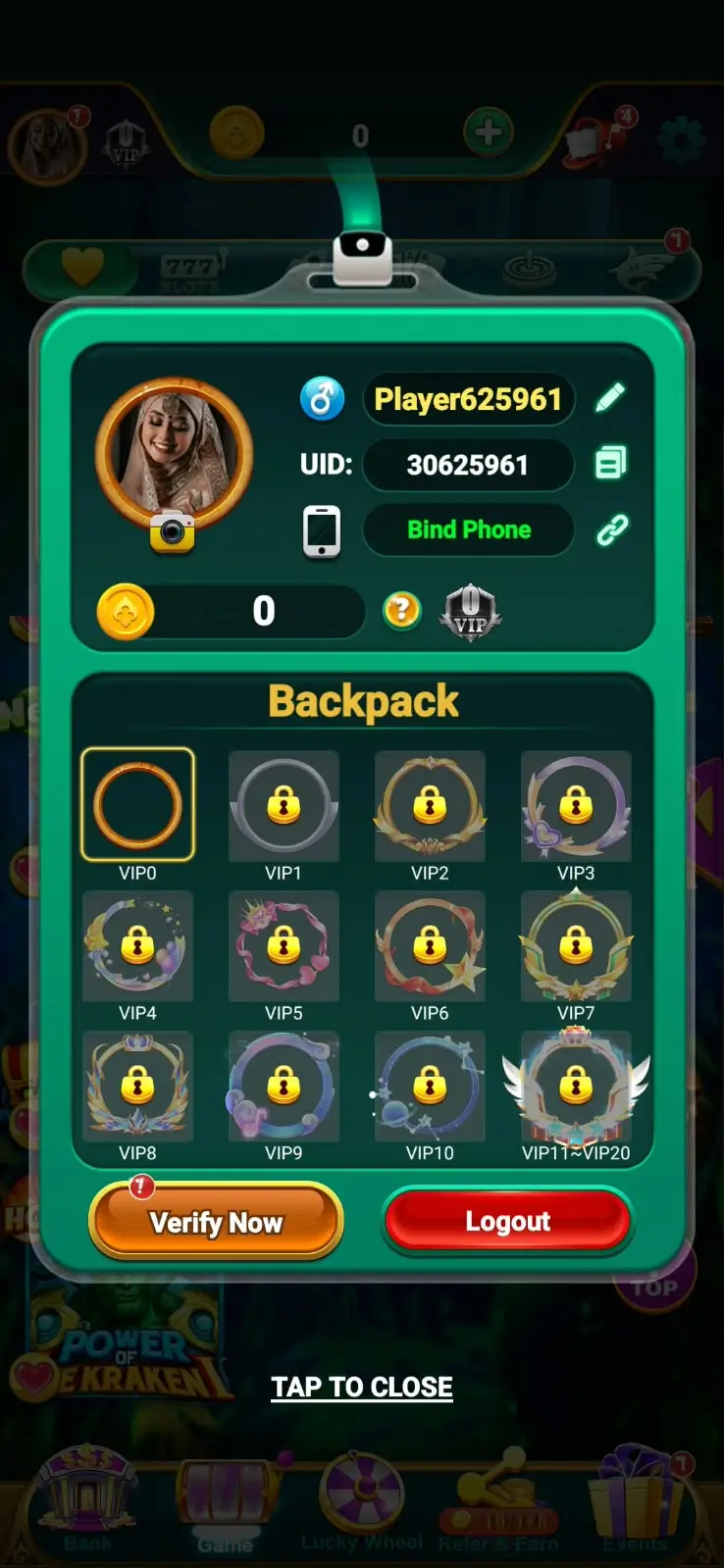 Yono Game Registration and Player ID Profile Screen